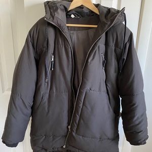 Black Oversized Fit Peachskin Puffer